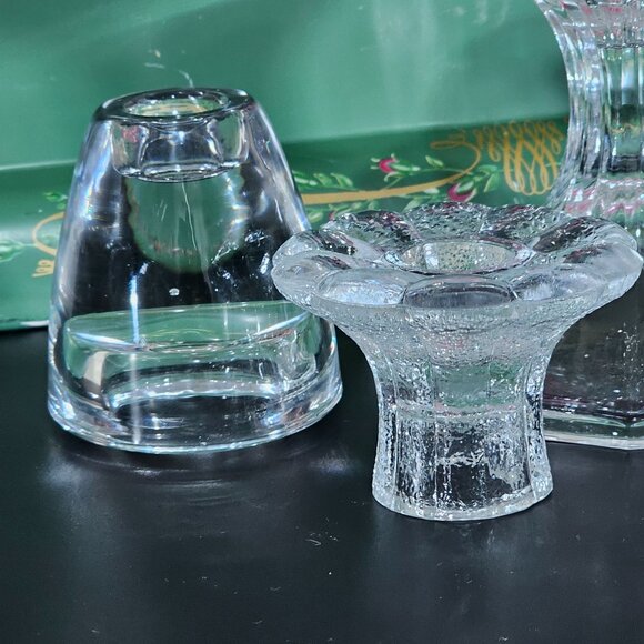 vtg assorted cut crystal candle holders lot/6 votive taper glass holders wedding - Picture 4 of 7